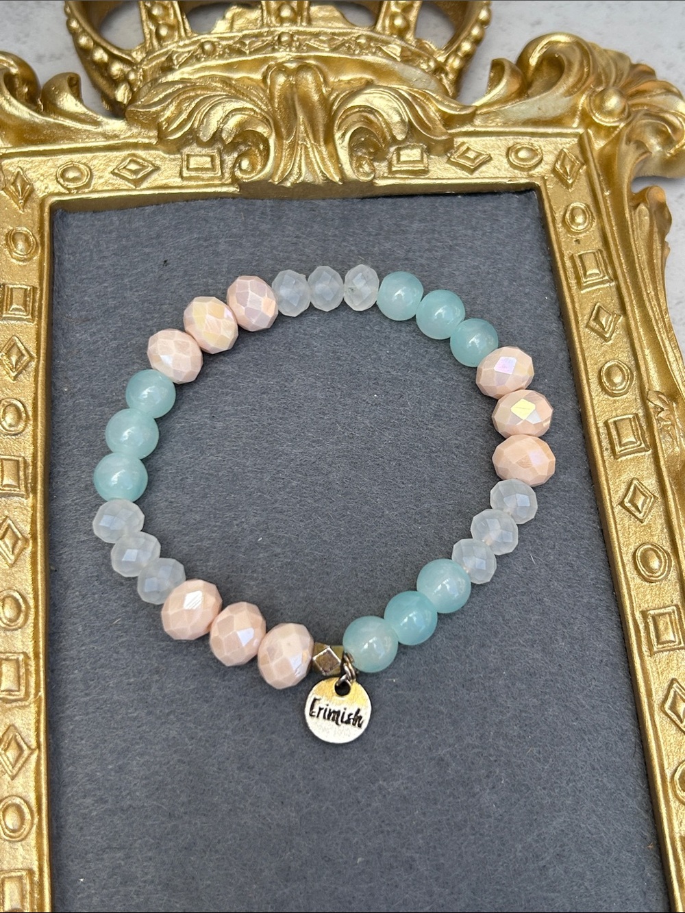 Erimish Pastel Stretch Bracelet - Mint & Blush Beads